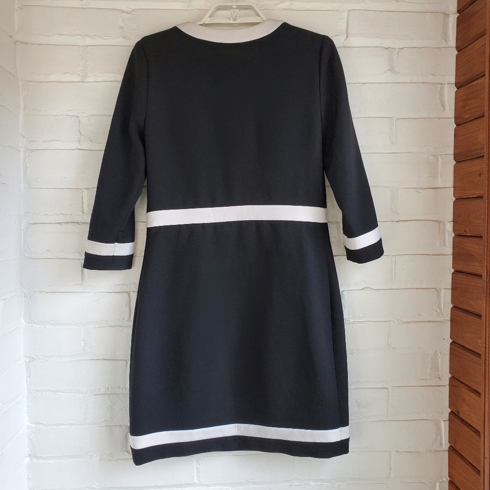 Diane Von Furstenberg DVF Black White Sheath Dress 3/4 Sleeve Size 4 - Picture 5 of 7